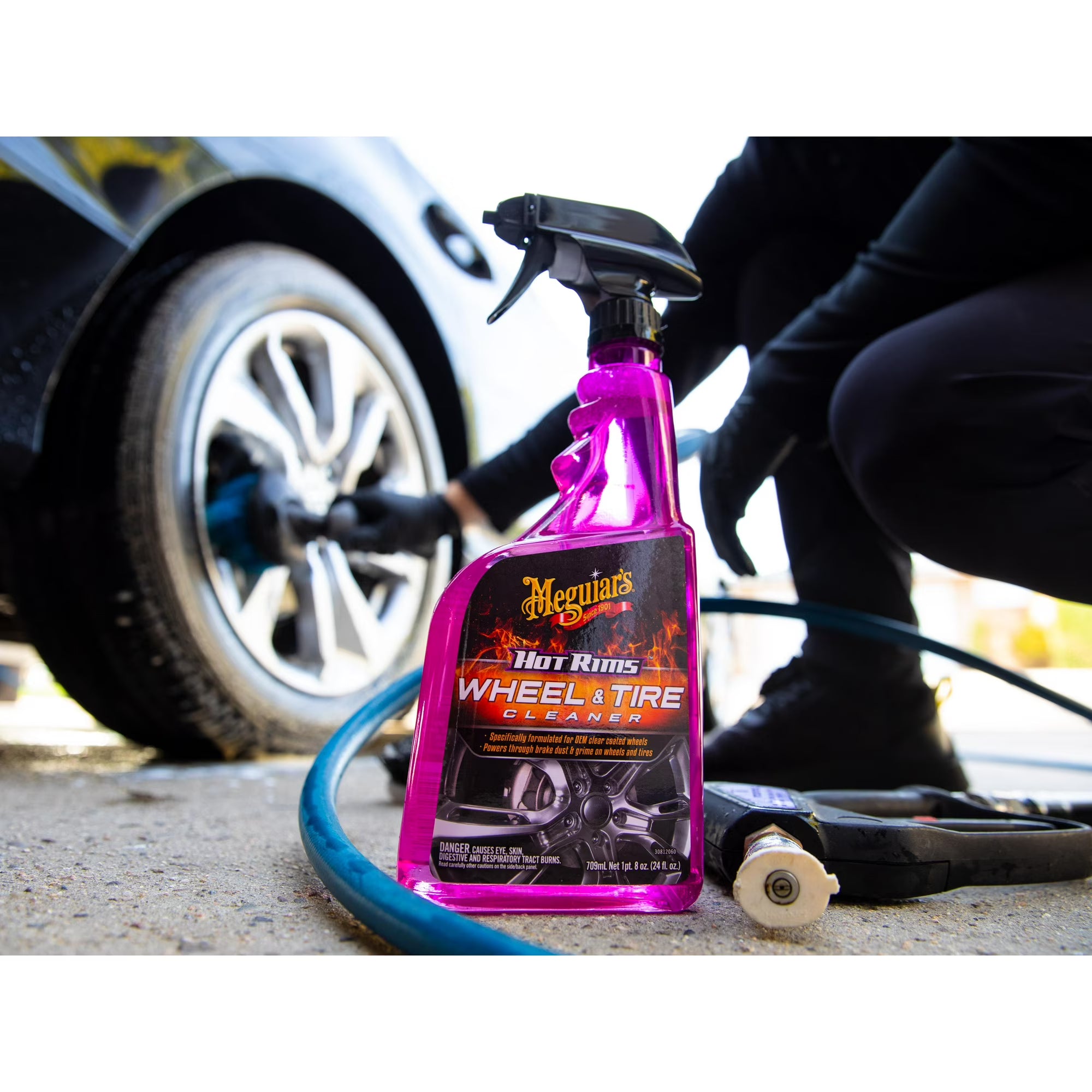 Meguiar's Hot Rims Wheel and Tire Cleaner, G9524, 24 oz, Spray