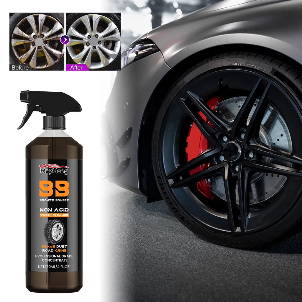 Coollooc 120ml Non-Acid Wheel Cleaner - Powerful Bronze Bomber Wheel Cleaner Perfect for Cleaning Wheels and Tires