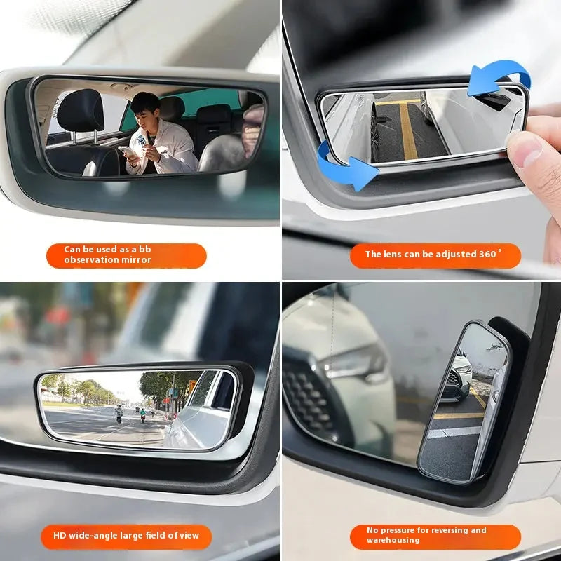 360 Degree Adjustable Blind Spot Mirror Car Auxiliary Rearview Convex 2Pcs