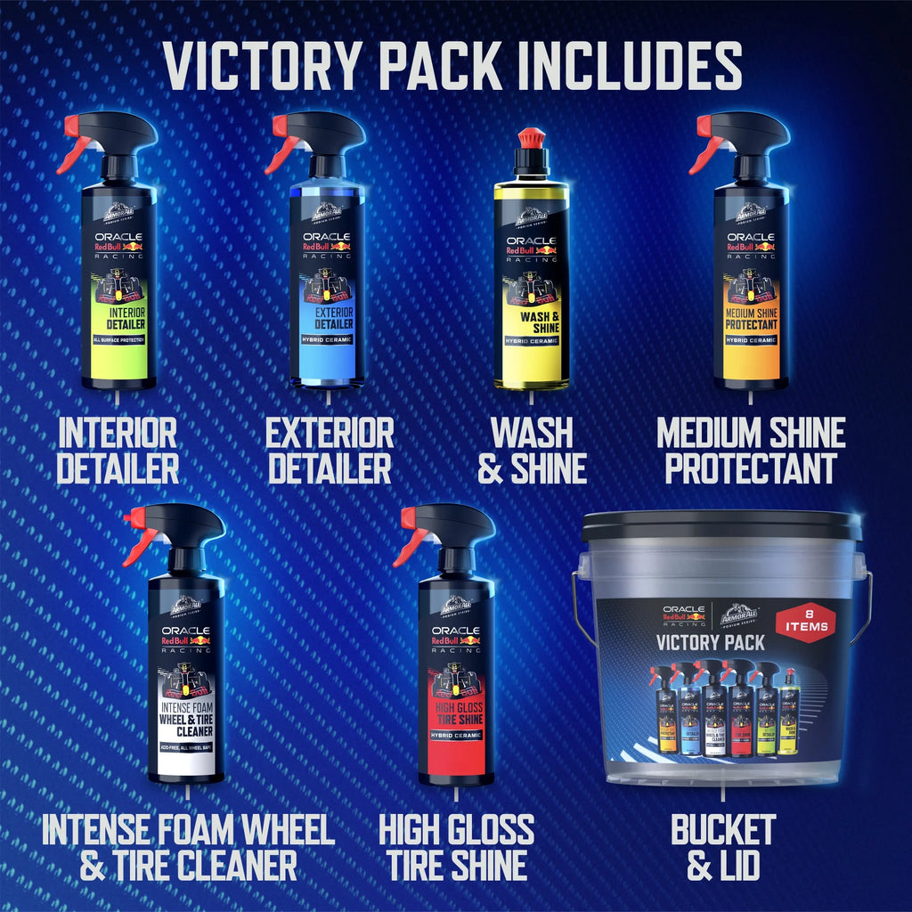 Armor All Podium Series Victory Pack Car Detailing Kit, 8-Piece Car Wash Bucket with Interior & Exterior Detailing Spray, Car Wash, Wheel Cleaner & Tire Shine