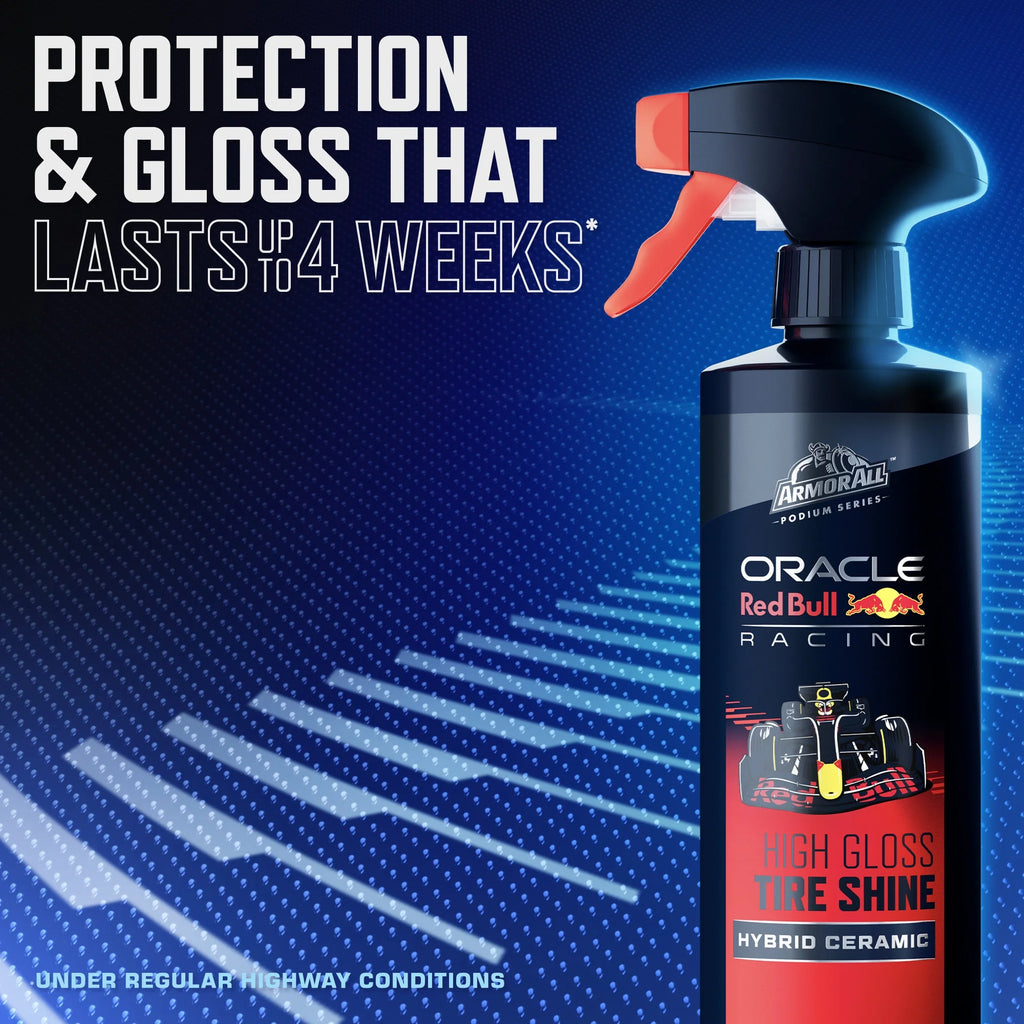 Armor All Podium Series Tire Shine High Gloss Hybrid Ceramic Spray, Long Lasting Shine Developed with Oracle Red Bull Racing, 16 fl oz